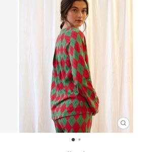 Women Argyle Green/Red Pajama set